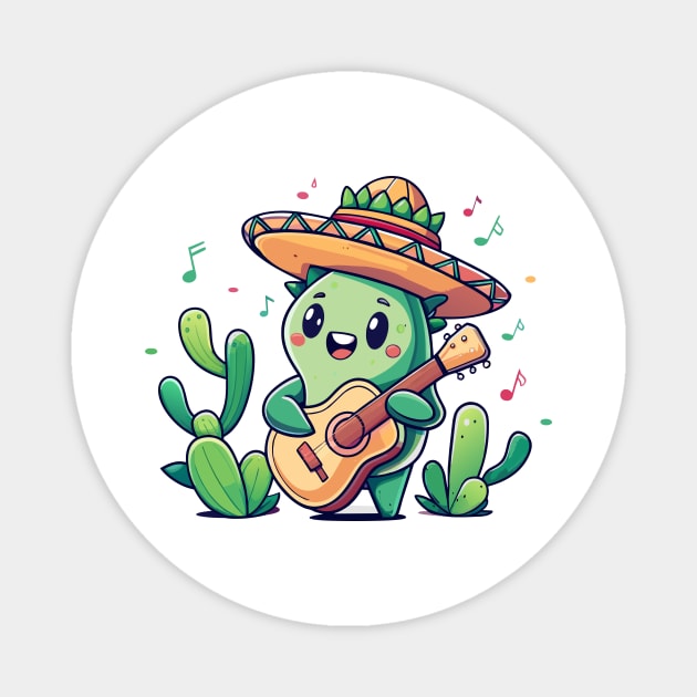 cute cactus playing guitar Magnet by Shapwac12